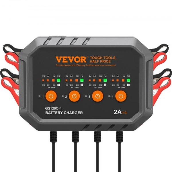 Picture of Vevor LDQSCD612V2A4D4DCV5 8A LiFePO4 Lead-Acid Car Battery Smart Battery Charger for Boat Motorcycle Lawn Mower Golf Cart Marine Deep Cycle