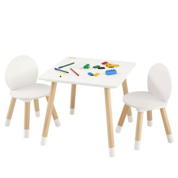 Picture of Vevor PTETZYYZEYSMMSVPYV0 Kids Toddler Table & 2 Chair Set for 1 Table & Children Multi-Activity&#44; Light Wood & White