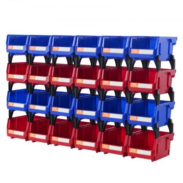 Picture of Vevor DDWLX24J0000UOOGSV0 5 x 4 x 3 in. Plastic Hanging Stackable Storage Organizer Bin&#44; Blue & Red - Pack of 24