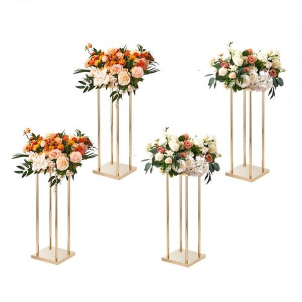 Picture of Vevor HLHJLFTZTCBJORF4QV0 Gold Metal Column Wedding Flower Stand with 23.6 in. High Metal Laminate - 4 Piece