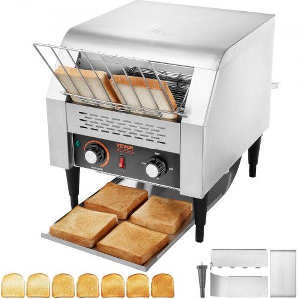 Picture of Vevor LSKMBJ300PMXYE5MWV1 300 Slice Hour Conveyor Belt Commercial Conveyor Toaster for Heavy Duty Stainless Steel Oven