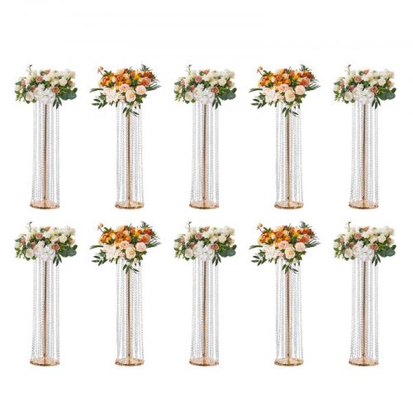 Picture of Vevor HLHJSJHJ90CMHQ0G0V0 35.43 in. Tall Crystal Wedding Flowers Stand with Luxurious Centerpieces Vase - 10 Piece