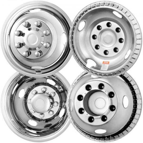 CLMNQ16YC4PCQWZ22V0 16 in. 304 Stainless Steel Wheel Simulator Kit with 2 Front & 2 Rear Mirror Polished Wheel Cover - 4 Piece