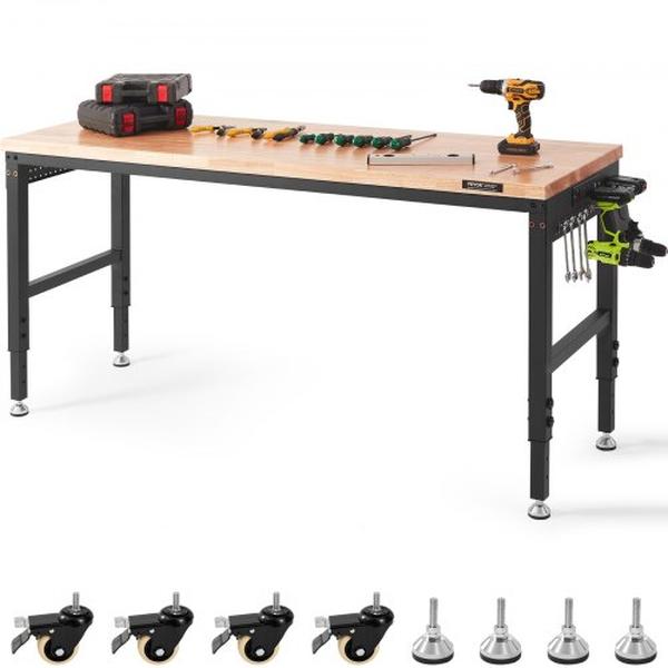 Picture of Vevor GZZS72X25INCH5B8CV1 25 x 72 in. Garage Adjustable Workbench with 28 to 39.5 in. Universal Wheel