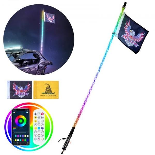 Picture of Vevor CRKJPPTDZ3YC8TTWVV9 3 ft. APP & RF Remote Control LED Waterproof 360 Spiral RGB Chasing Whip Light