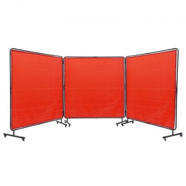 SMSHJPF6X6YCUPLA3V0 6 x 6 ft. 3-Panel Welding Curtain Screen with Frame, Red
