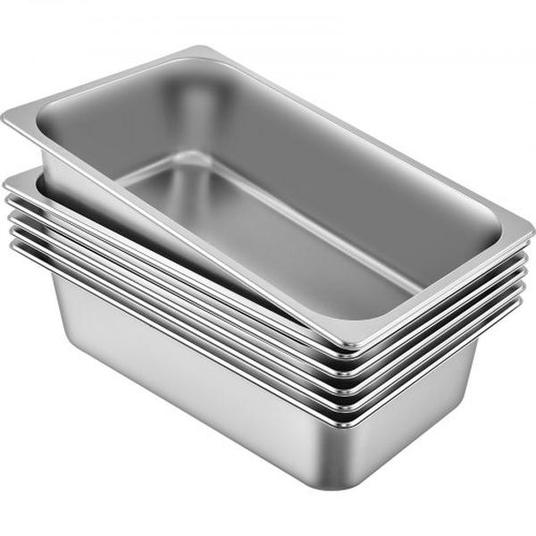 Picture of Vevor CP20X12X6TZ600001V0 6 in. Full Size Steam Table Hotel Pan with 22 Gauge & 0.8 mm Thick Stainless Steel Anti Jam Steam - Pack of 6