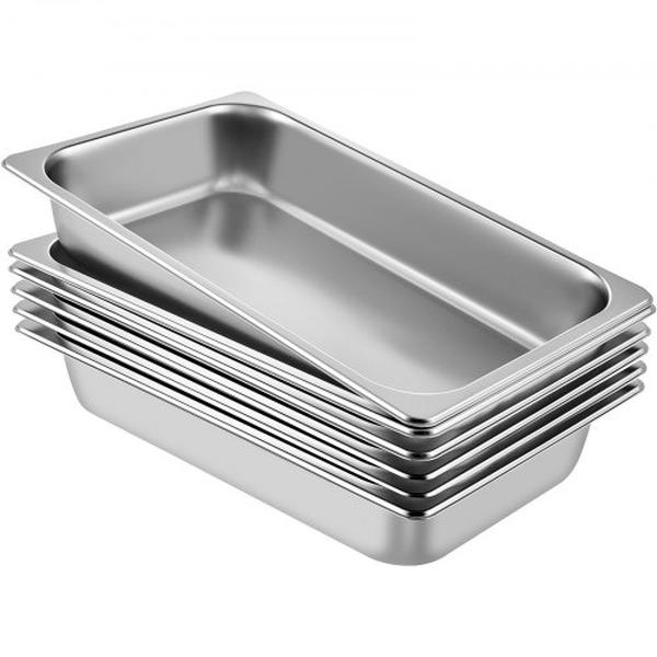 Picture of Vevor CP20X12X4YCTZ6001V0 4 in. Full Size Deep Steam Table Hotel Pan with 22 Gauge & 0.8 mm Thick Stainless Steel Anti Jam Steam - Pack of 6