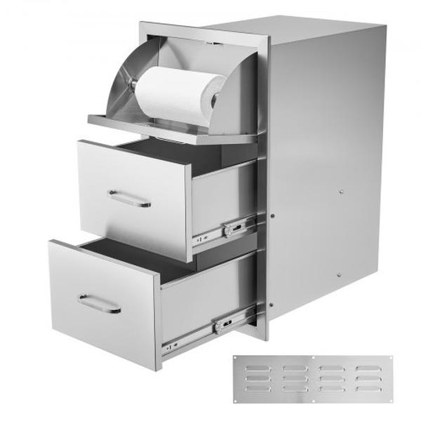 Picture of Vevor 30X17YC3CBXGCTG01V0 30 x 17 x 21 in. Outdoor Kitchen Stainless Steel Double Access Drawer with Paper Towel Holder