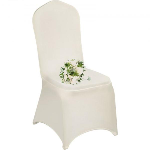 Picture of Vevor ZYT100PCSXYSQB001V0 Ivory Polyester Spandex Chair Cover Stretch Slipcover for Wedding Party Dining Banquet - 100 Piece