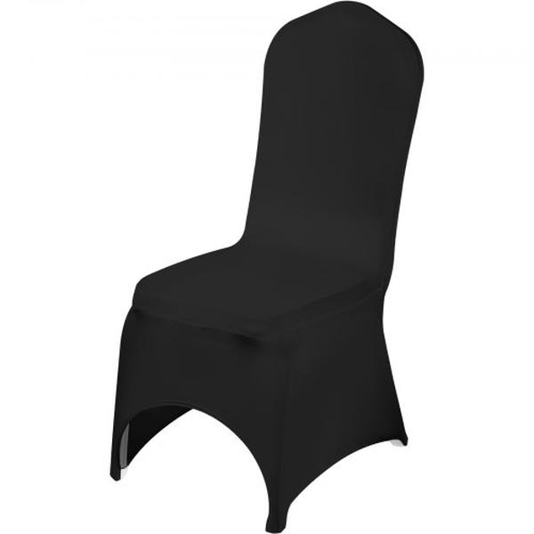 Picture of Vevor ZYT50PCSHSGXYT001V0 Black Polyester Spandex Stretch Slipcover for Wedding Party Dining Banquet Arched-Front Chair Cover - 50 Piece