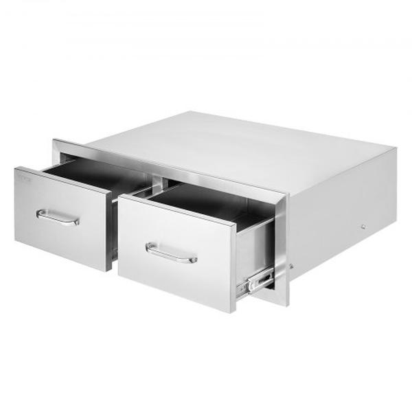 Picture of Vevor CTG30X10X20000001V0 10 x 30 x 20 in. Horizontal Double BBQ Access Stainless Steel Outdoor Kitchen Drawer with Handle