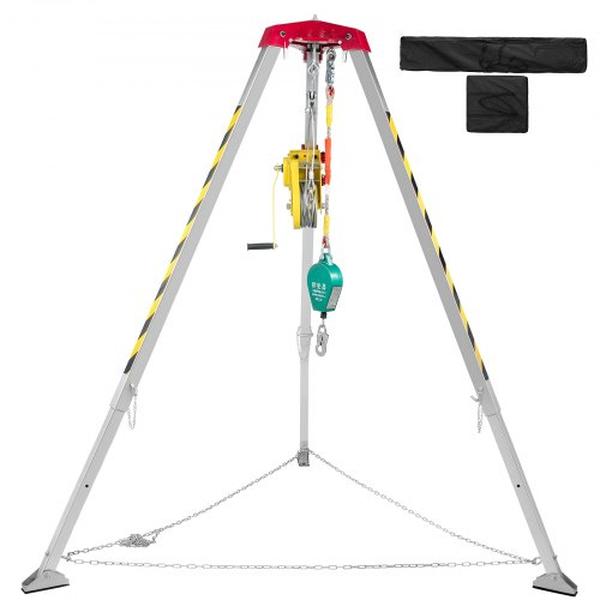 Picture of Vevor JYSJJ2.45M2600B01V0 2600 lbs Winch Confined Space Tripod Kit with 8 ft. Legs & 98 ft. Cable Rescue Tripod
