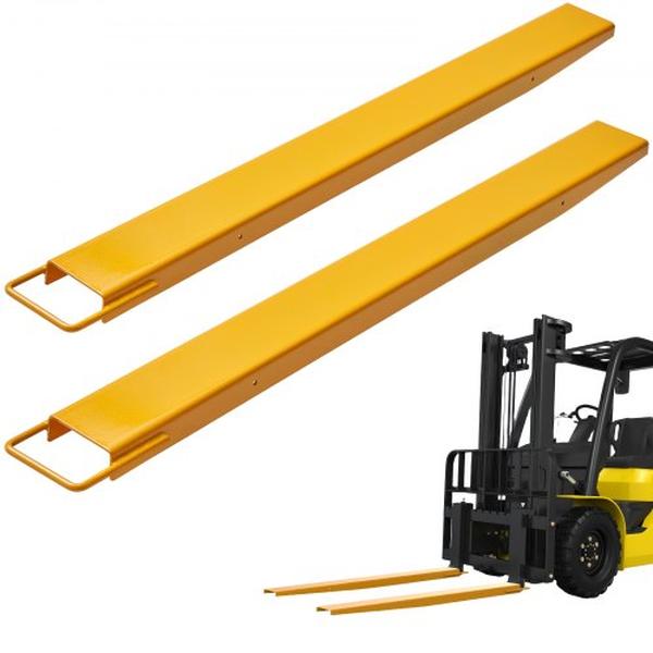4.5 x 60 in. Heavy Duty Carbon Steel Pallet Fork Extension for Forklifts, Yellow - Pack of 2