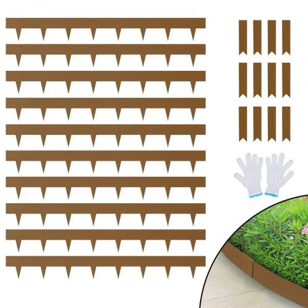 2 x 39.6 in. Strips Garden Steel Landscape Edging Border, Rustic Brown - Pack of 10 -  PatioPlus, PA4325561