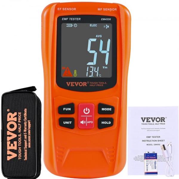 Picture of Vevor DGNEMFJSHYYJH5E2WV9 5Hz-6GHz 3-in-1 Handheld Rechargeable Electromagnetic Field Radiation Detector Digital LCD EMF Meter Tester