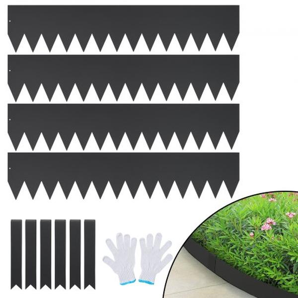 8 x 40 in. Steel Landscape Steel Garden Edging Border, Black - Pack of 4 -  PatioPlus, PA4325568