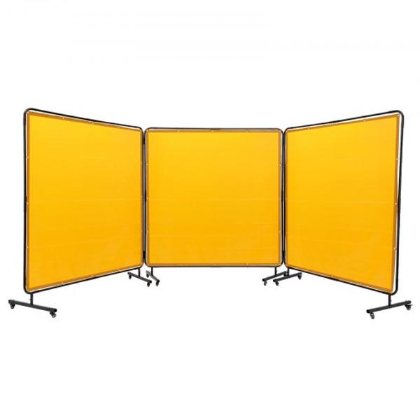 SMSHJPF6X6YCWSVG1V0 6 x 6 ft. 3-Panel Welding Curtain Screen with Frame, Yellow