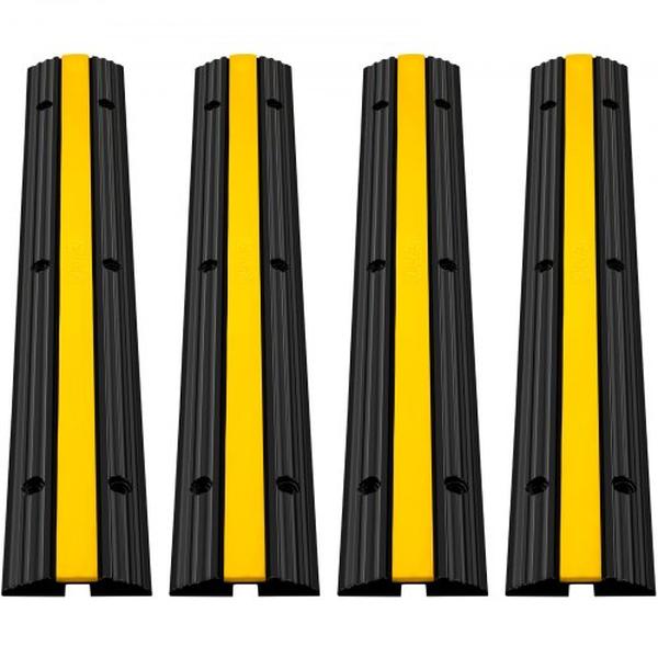 4JTDCGXB000000001V0 1-Channel Rubber Cable Protector Ramp with 22046 lbs Load Cable Heavy Duty, Black & Yellow - Pack of 4