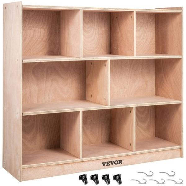 Picture of Vevor CWG8GETCWG0000001V0 36 in. Plywood 8-Section Preschool High Classroom Storage Shelves Cabinet Storage with Caster