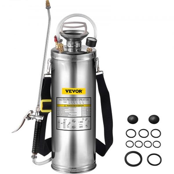PWQBXG10L00000001V0 3 gal Stainless Steel Sprayer Set with 20 in. Wand & Handle Reinforced Hose -  Vevor