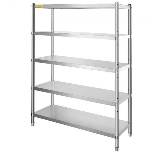BXGHJ5C48X18.5YC1V0 47.5 x 18 in. 5-Tier Adjustable Stainless Steel Shelve Shelf Storage Unit