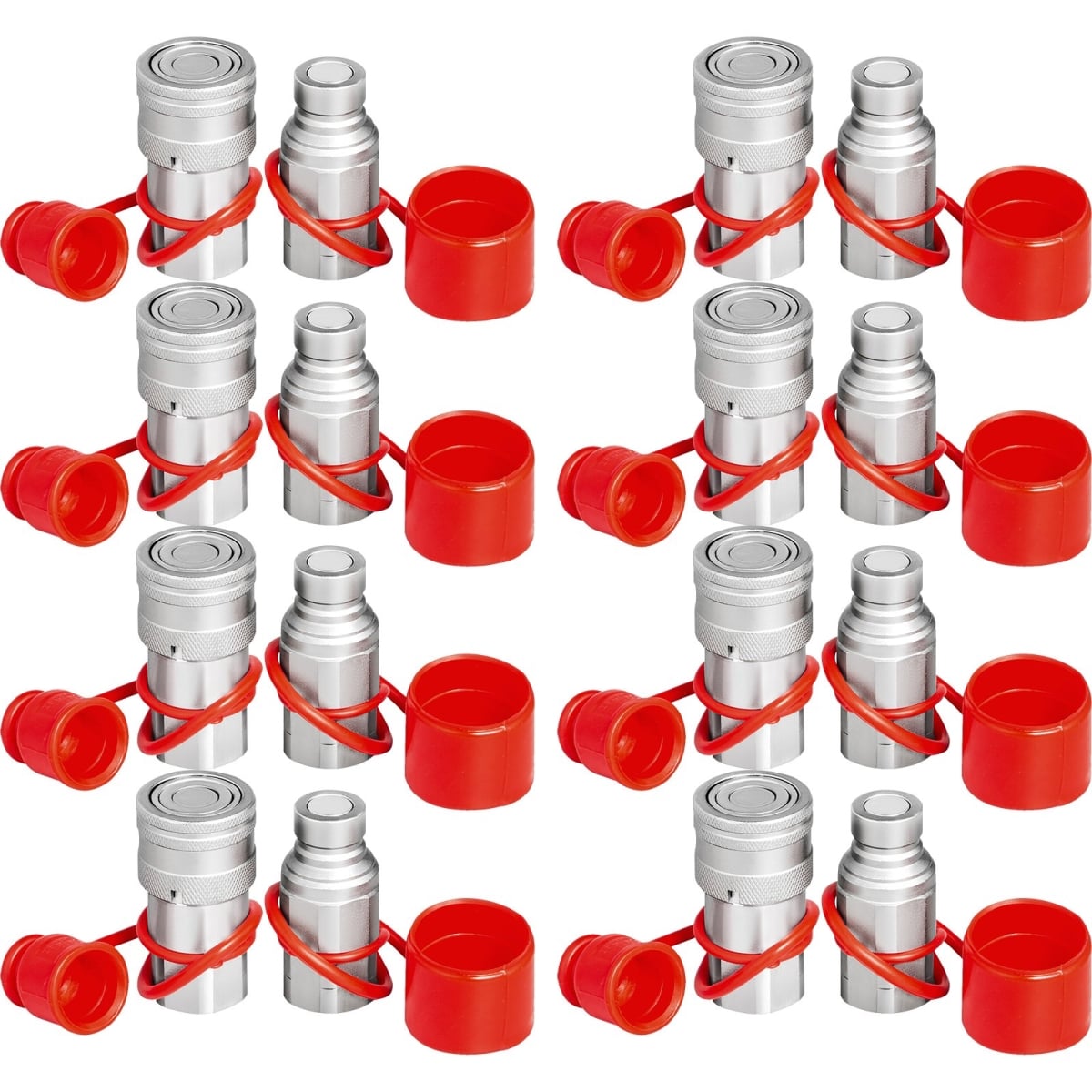 0.5 x 0.5 in. NPT Body Skid Steer Quick Connect Hydraulic Coupler - 8 Pair