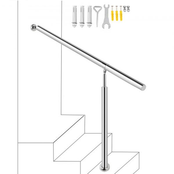 59 x 35.4 in. 304 Stainless Steel Stair Railing 3-4 Step Step Handrail for Indoor & Outdoor Adjustable Metal Hand Rails, Silver -  Vevor, LTFS2BBXGMLFS0001V0