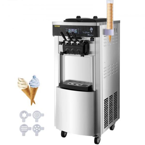 Picture of Vevor BJLJYKF-8228HPDT1V1 2200W Commercial Soft Ice Cream Machine with Serve Yogurt 3 Flavors Ice Cream Maker