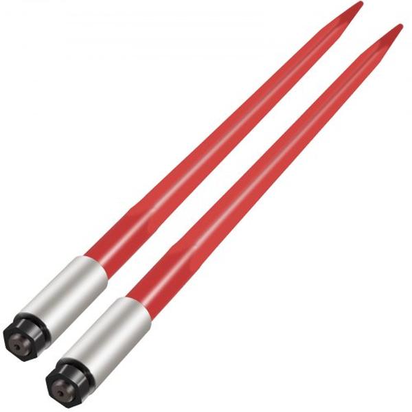 39 in. 3000 lbs Capacity Bale Hay Spear with Square Spike Quick Attach, Red