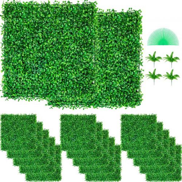 10 x 10 in. UV Artificial UV Boxwood Hedge Wall Panel - 48 Piece