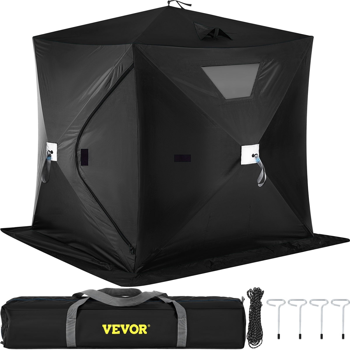 HSBDZP00000000001V0 2-3 Person Shelter, Pop-Up Portable Insulated Ice Fishing Tent with Waterproof Oxford Fabric -  Vevor