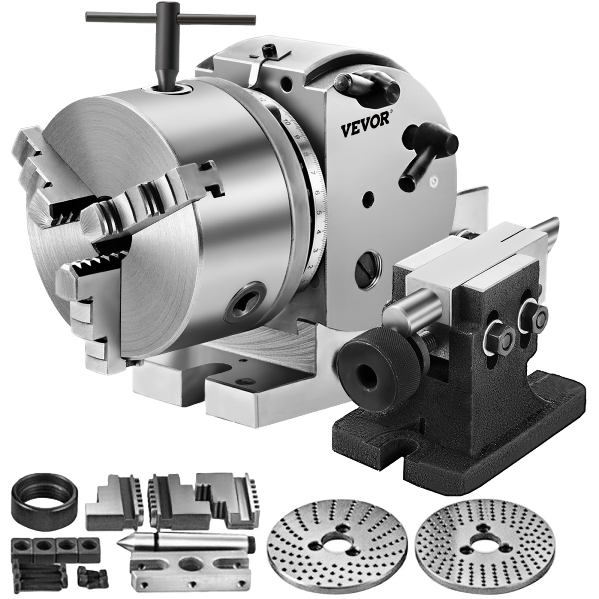 BS-0 Precision Dividing Head with 5" 3-jaw Chuck & Tailstock for Milling