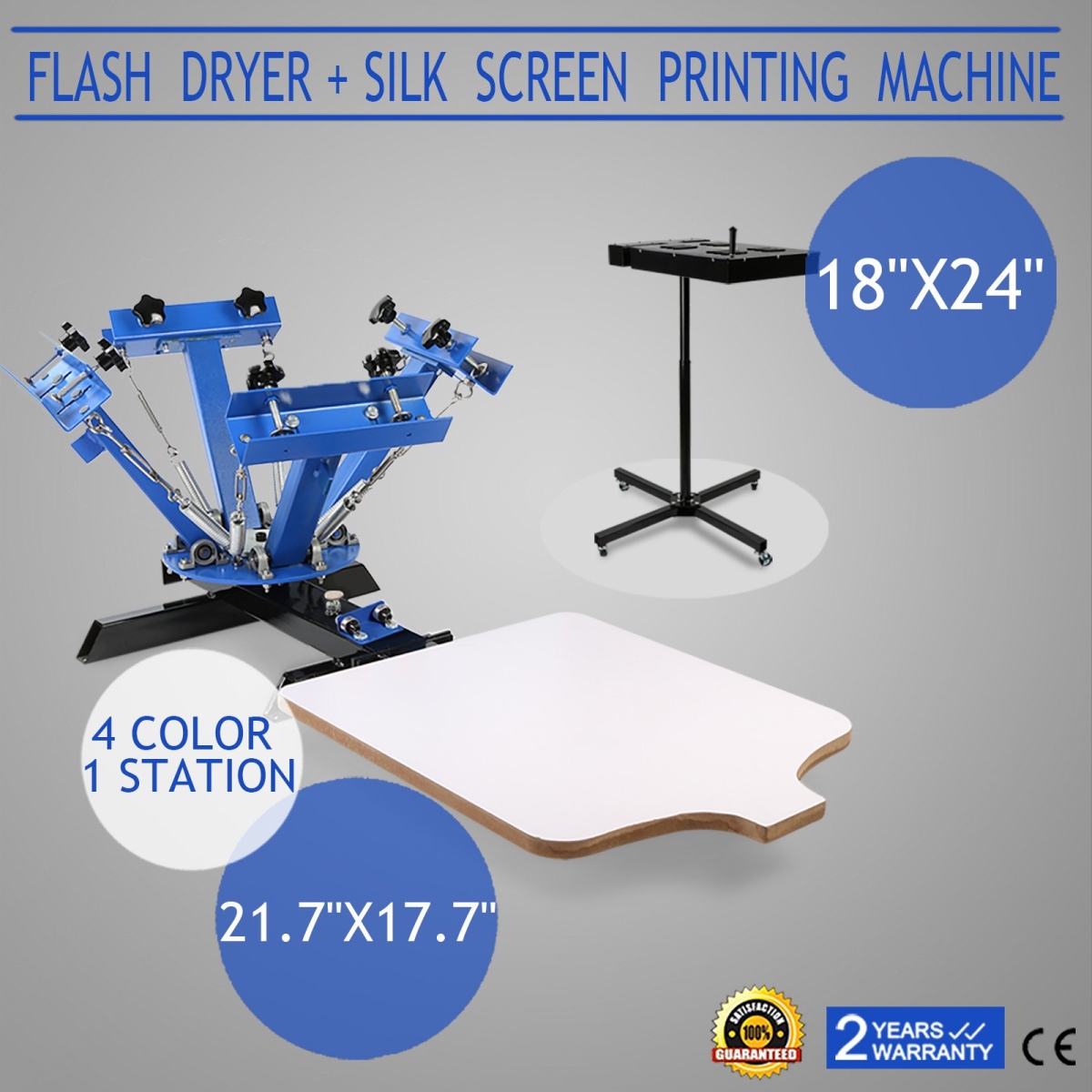 Picture of Vevor 401SYJ-18X24DXHGJV1 4 Color 1 Station Silk Screen Printing Press Printer Flash Dryer with Electrical Heating