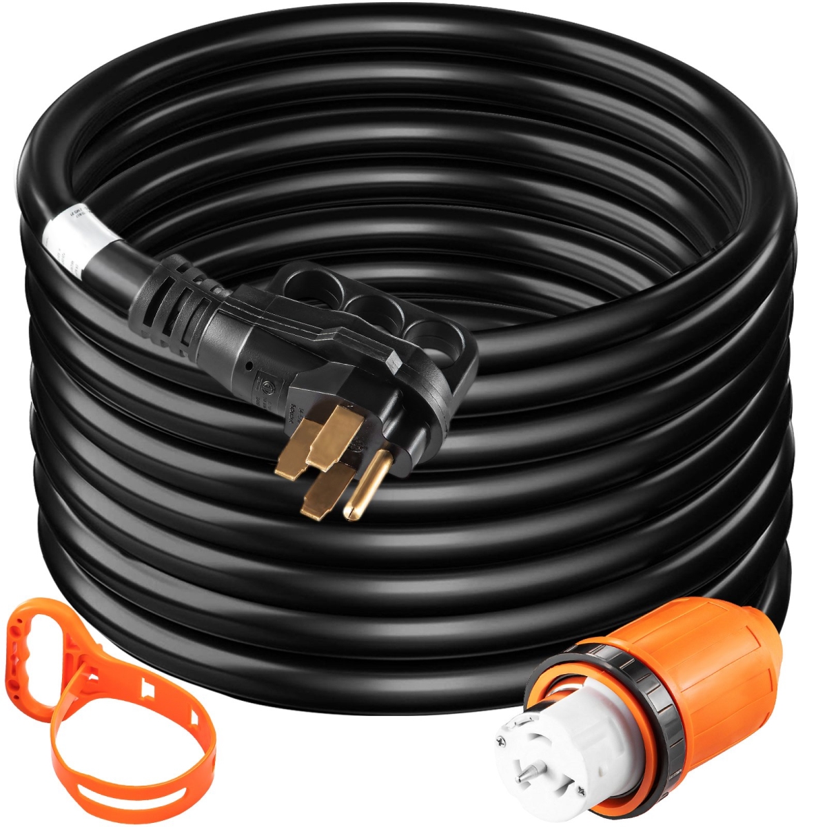 Picture of Vevor FDJYCX30FT50AHCZ1V1 30 ft. Generator Power Cord with Plug in & Out Pin of Inlet Box Side