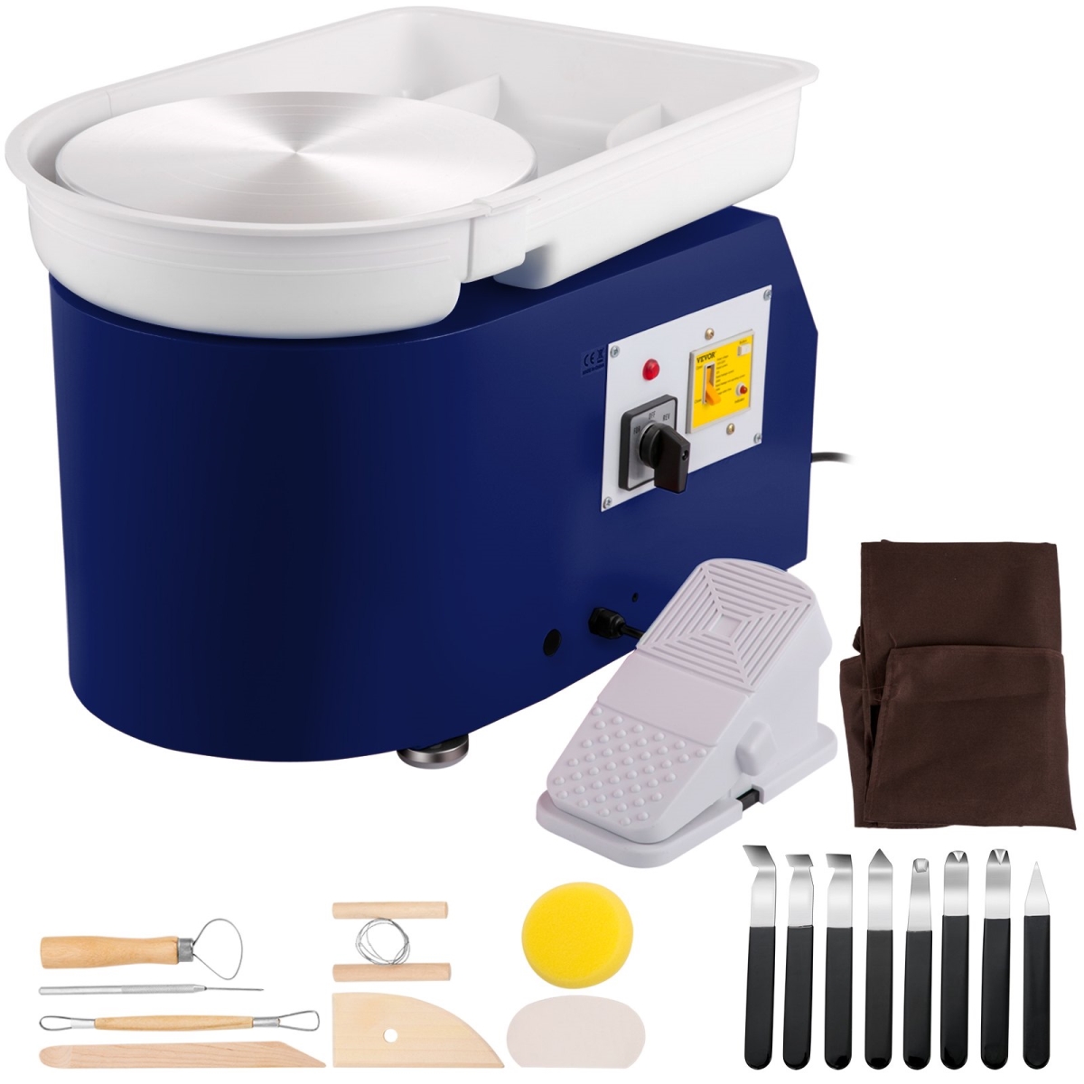 28 cm Pottery Forming Machine with Detachable Basin Foot Pedal Control - 350W - 18 Piece