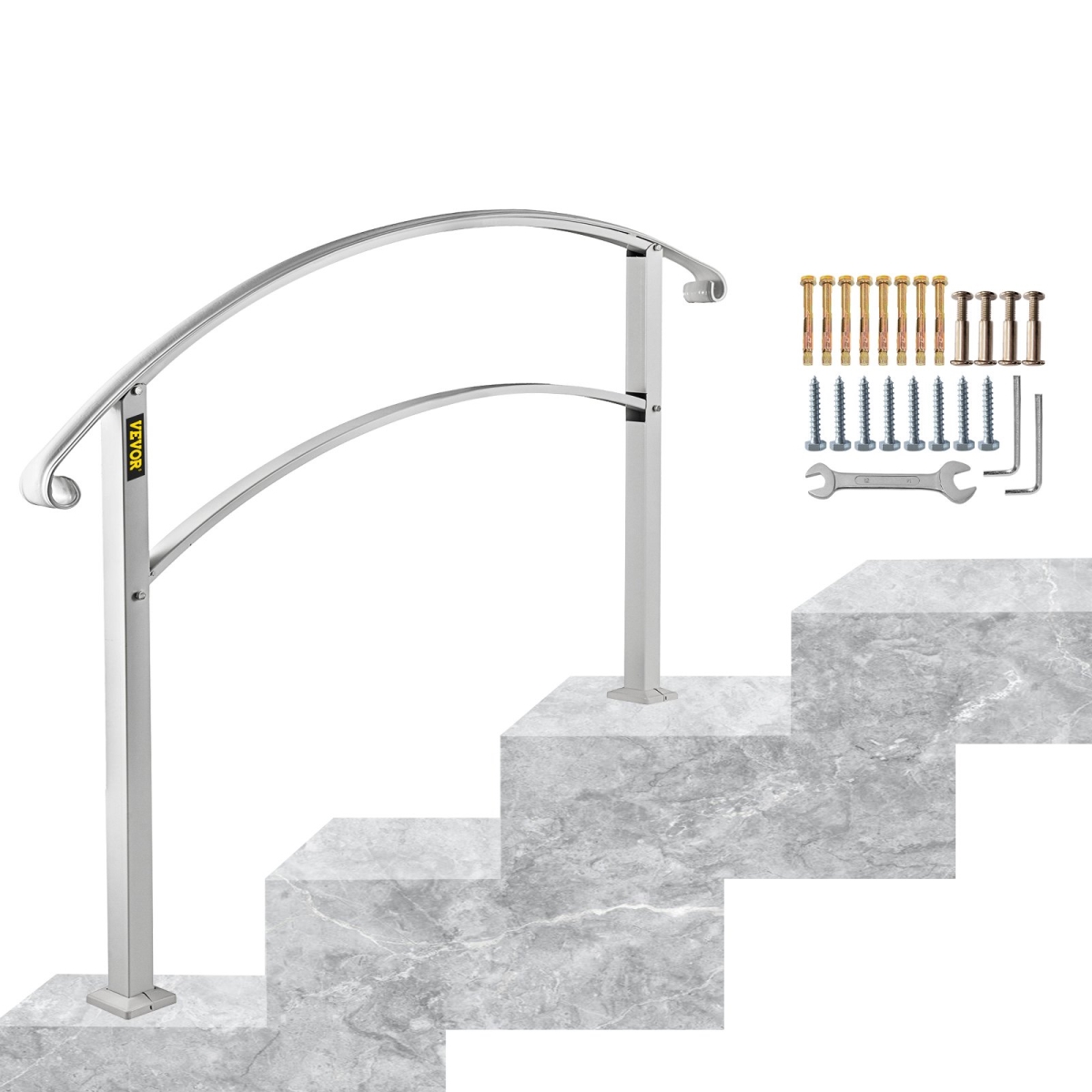 Picture of Vevor 3FTHWTYFSWHITE001V0 Handrails for Outdoor Steps Fit 1 & 3 Steps Outdoor Stair Railing