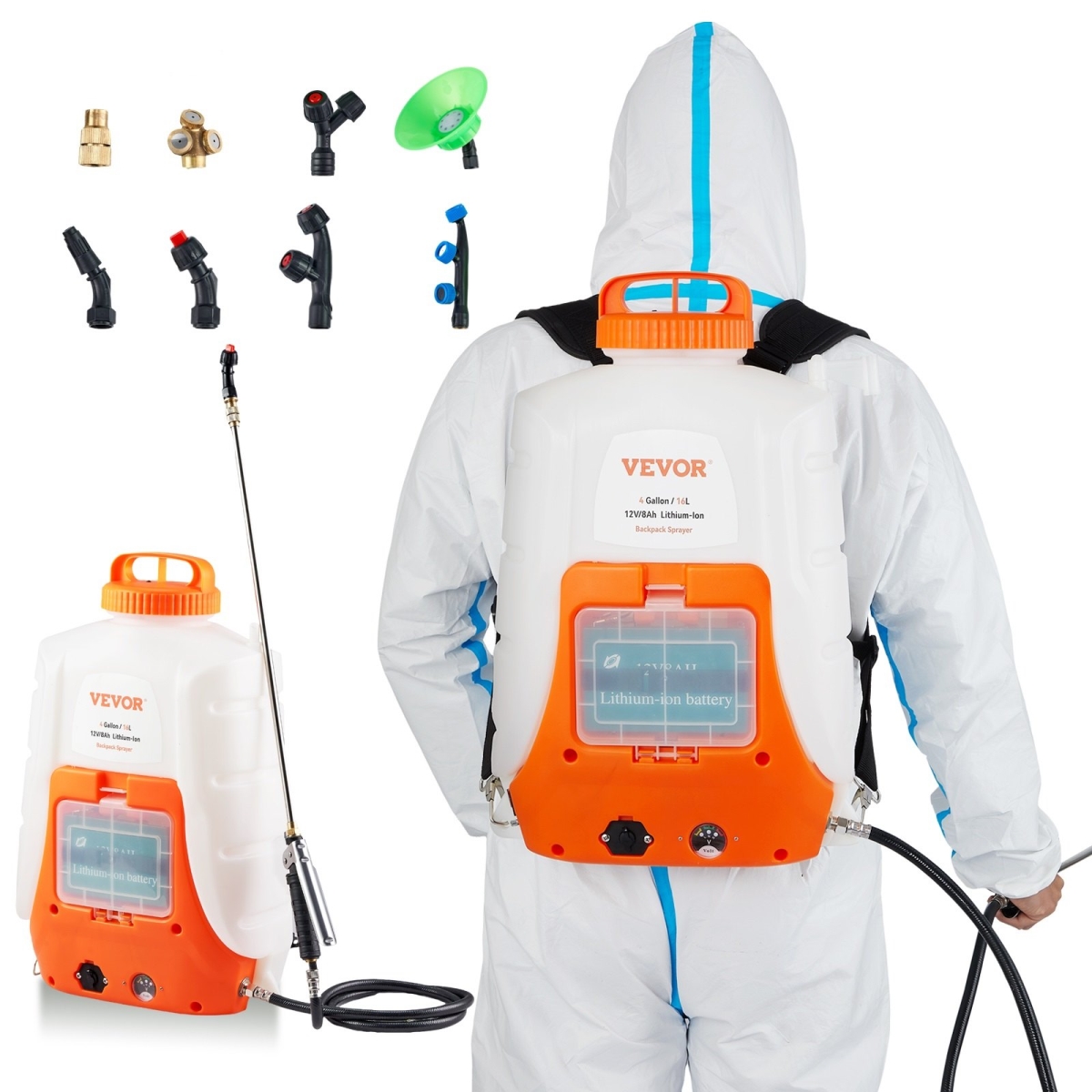 BBPPPPE416L12HNJ1V1 4 gal Tank 0-90 PSI Adjustable Pressure Battery Powered Backpack Sprayer