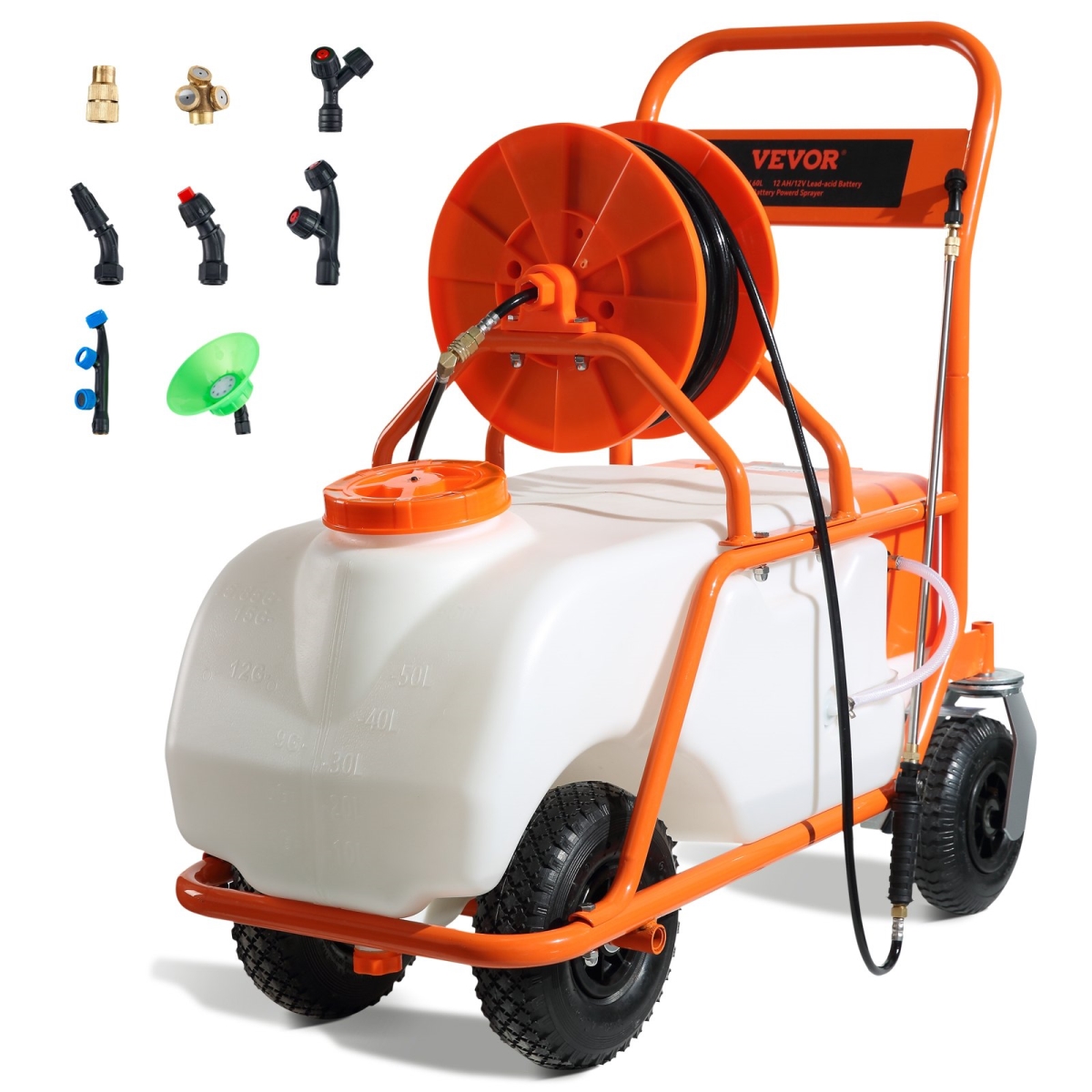 TCPPPE1560L39A38EV5 15 gal Battery Powered Lawn Sprayer On Wheel with 0-90 PSI Adjustable Pressure