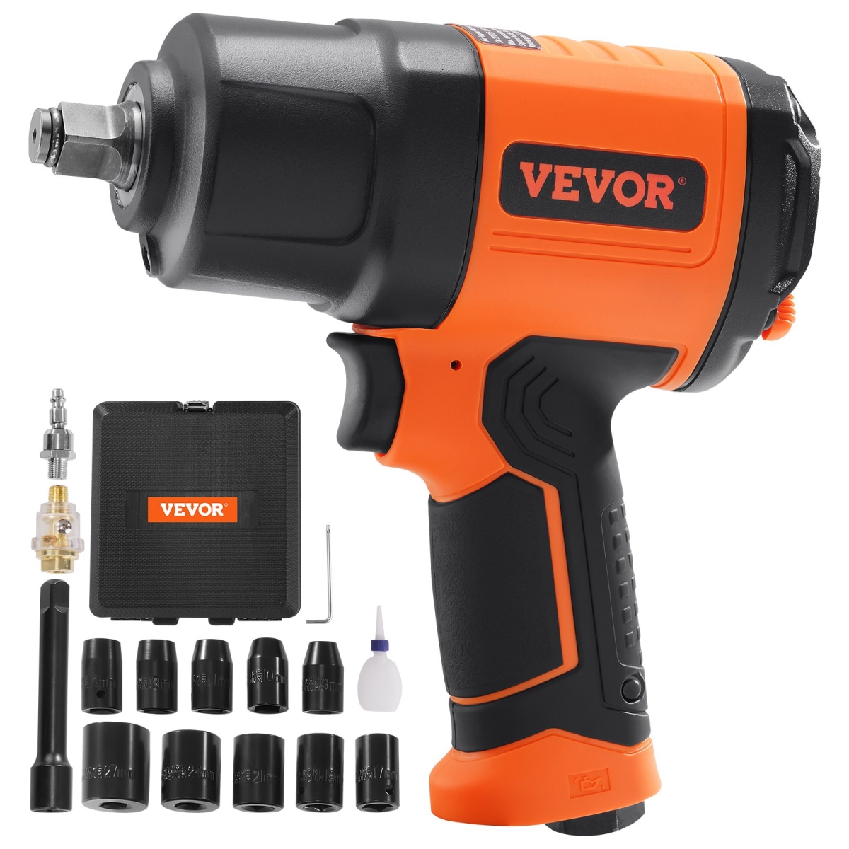 KQCJBS121350N5BWPV0 Air Impact Wrench 0.5 in. Square Drive 1400 ft. Nut-Busting Torque 90-120PSI