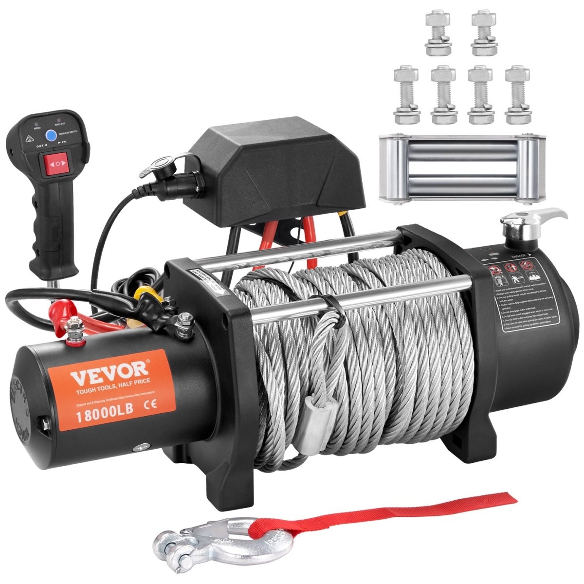 DDGSSJPGSSYCYK2FXV9 12V 18,000 lbs Load Capacity Steel Rope Winch -  Vevor