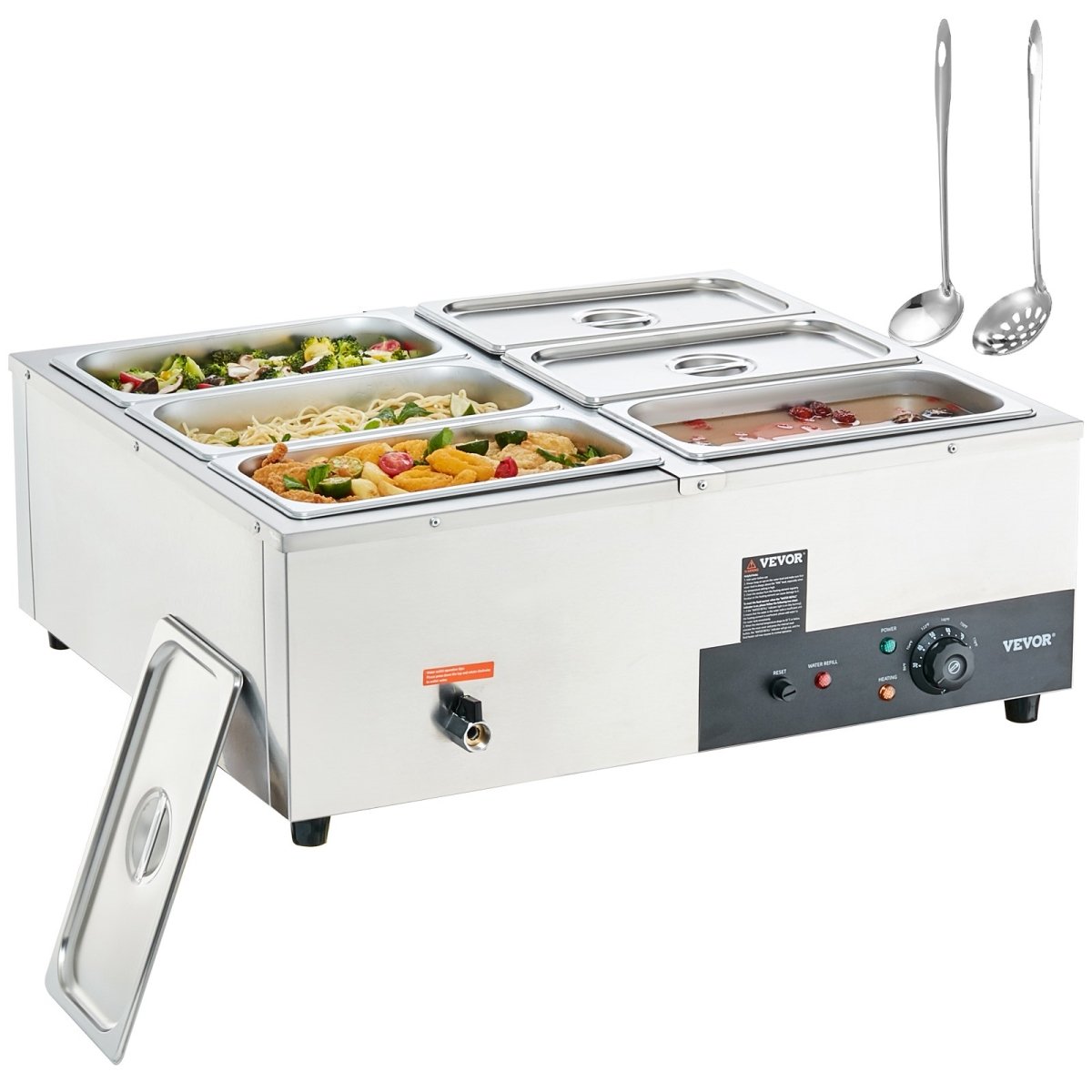 Picture of Vevor BWT668QT1200WEPJYV1 6 x 8 qt. 6-Pan Commercial Food Warmer&#44; Silver