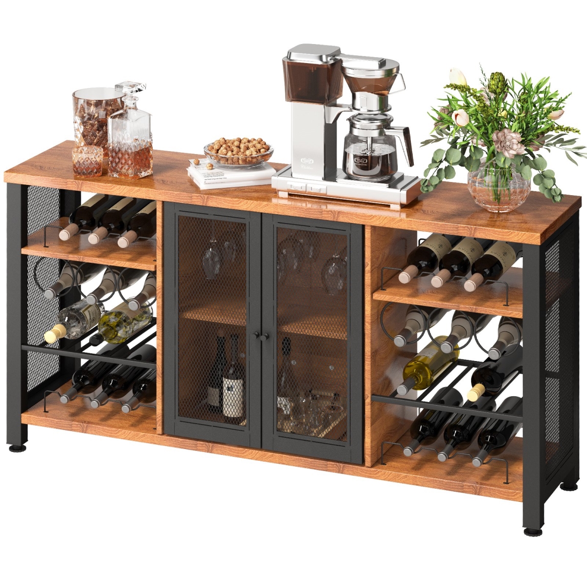 Picture of Vevor G5512X1358X30L8GZV0 55 in. Industrial Bar Cabinet, Rustic Oak