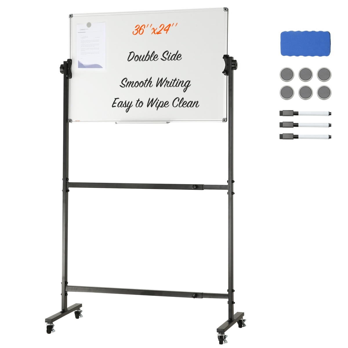 Picture of Vevor BBYCDL3624ABSW8OMV0 36 x 24 in. Rolling Magnetic Whiteboard