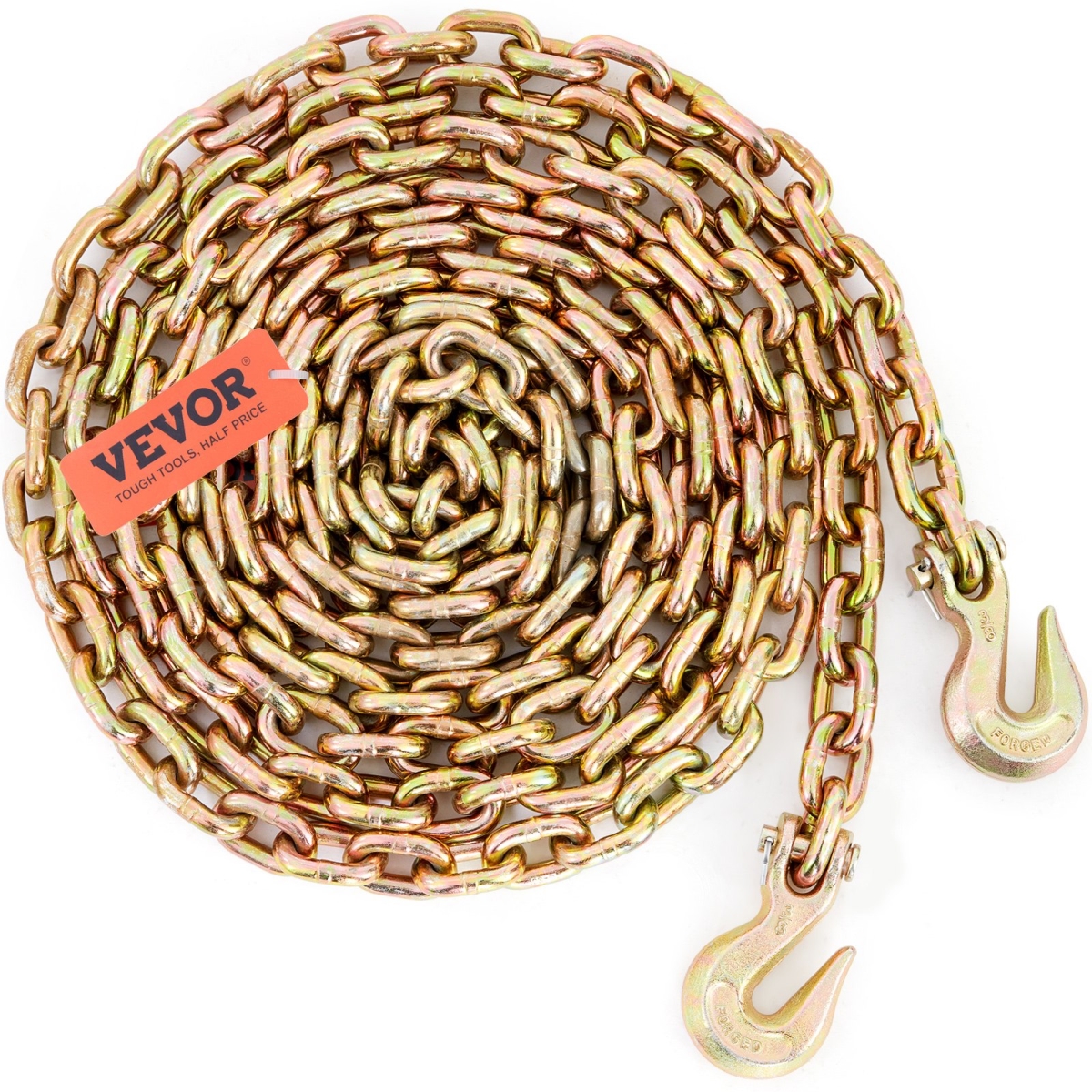 Transport Binder Chain G80 Tow Chain with Hooks 7100lbs Load 3/8'' x 20'