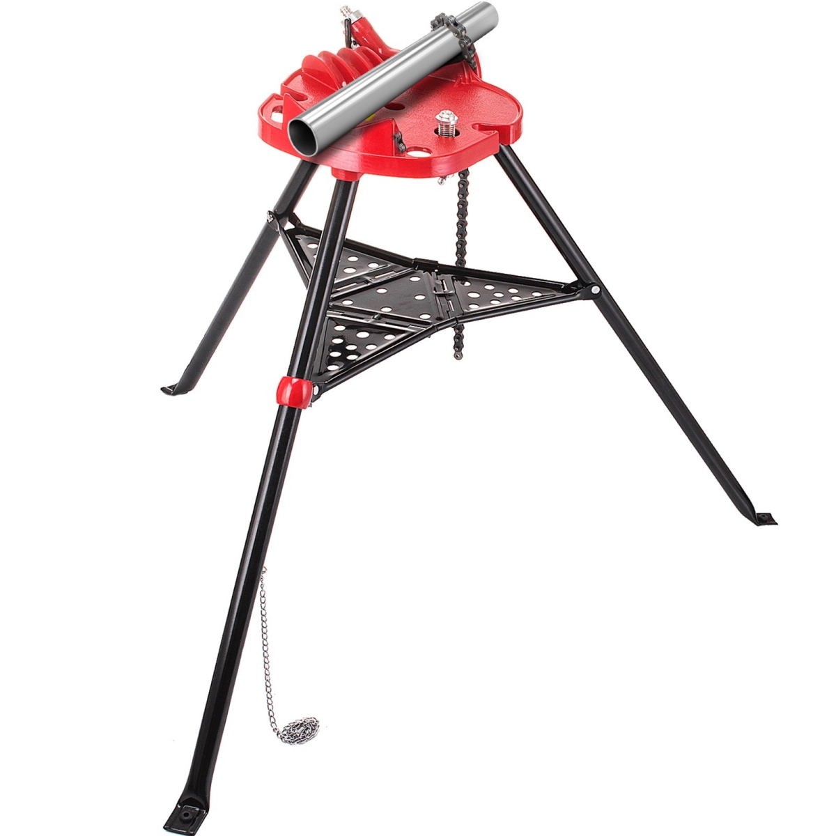 6 in. Tripod Pipe Chain Vise Stand with Steel Legs & Rubber Mounts Bib