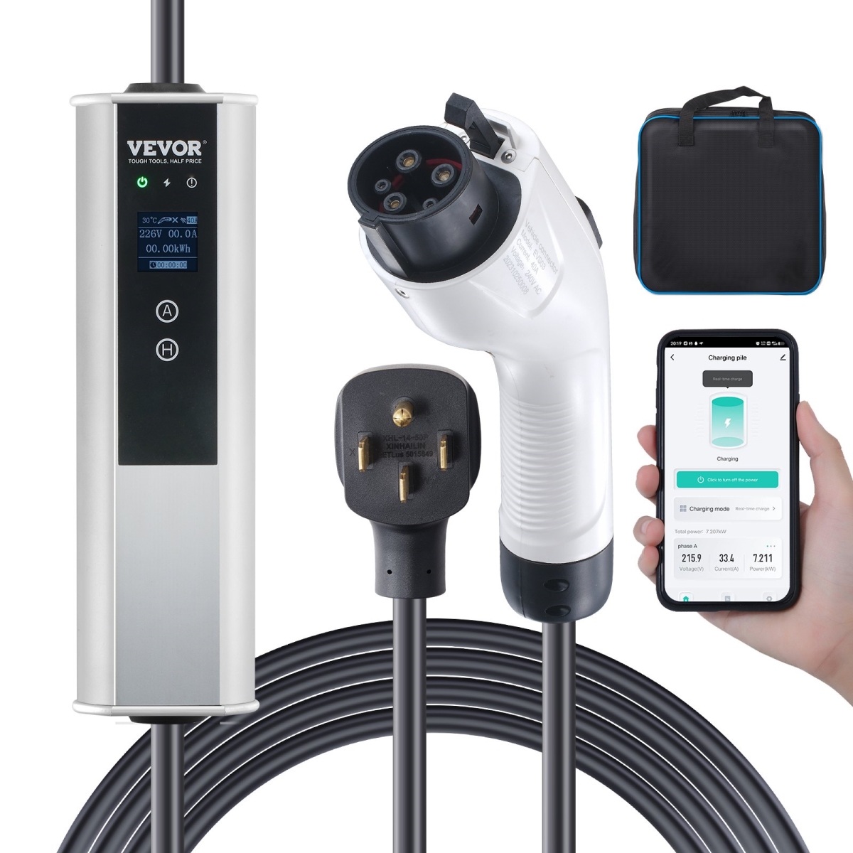 Picture of Vevor MGBXCDQJP240AUI7GV4 40A 240V Electric Vehicle Charger with 25 ft. Charging Cable