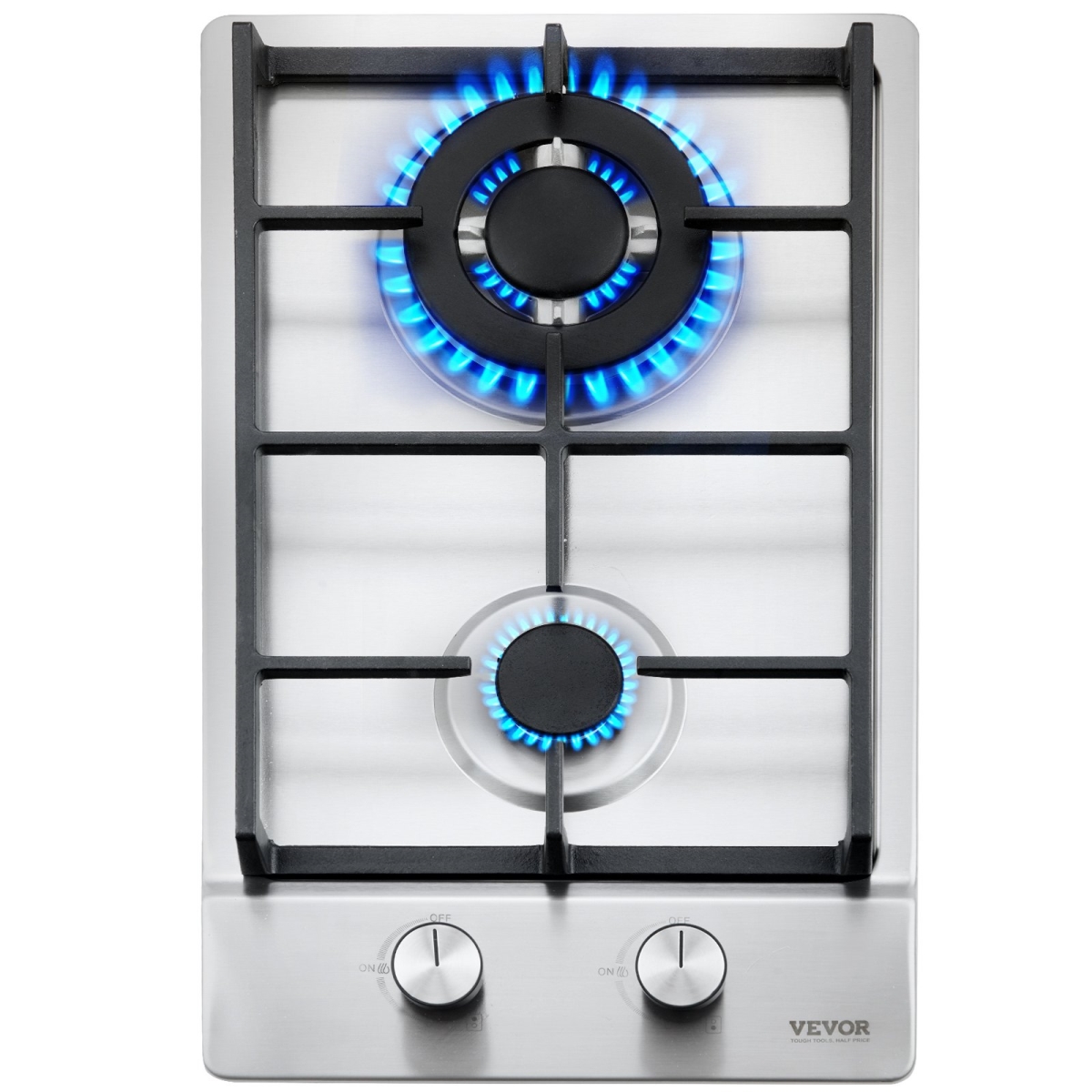 Picture of Vevor TMRQZQRSET30CYGSCV5 12 in. Max 12250BTU 2 Burners Built-in Stainless Steel Gas Stove Top