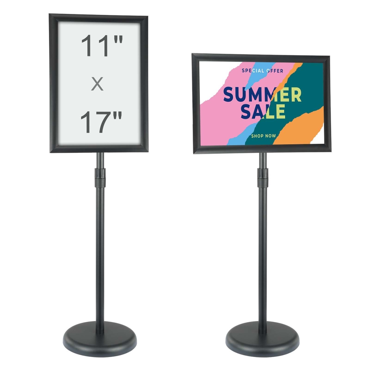 Pedestal Sign Holder Adjustable Poster Stand 11 x 17 Inch Round Base