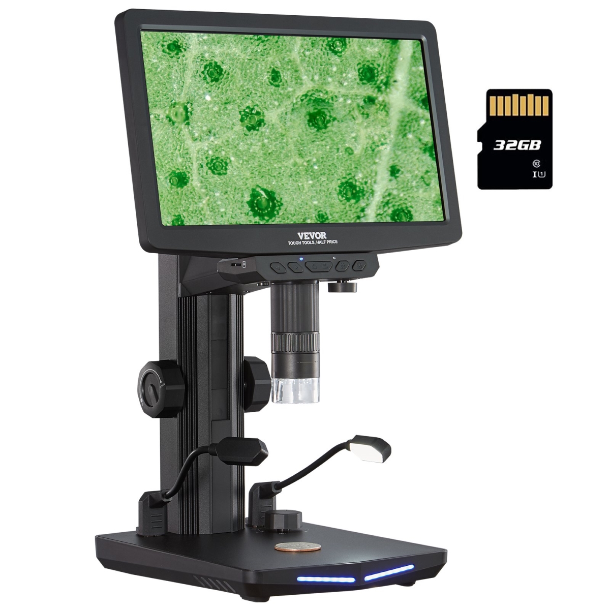 Picture of Vevor TSSMXWJ101INO1GJBV9 10.1 in. HDMI LCD Digital Microscope for Adults&#44; Soldering Electron Microscope 1300X with IPS Screen